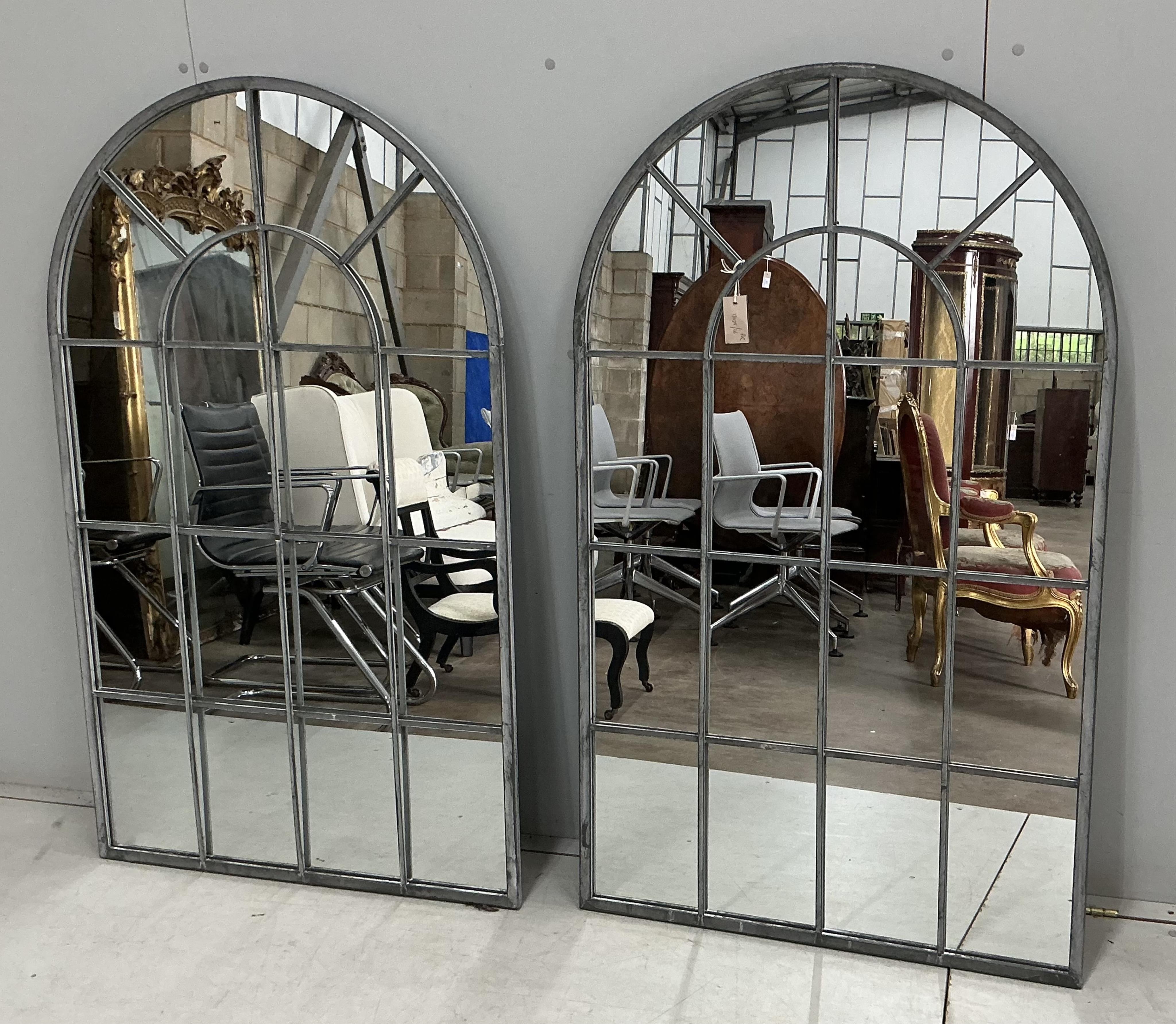 A pair of modern window frame style wall mirrors, width 80cm, height 134cm